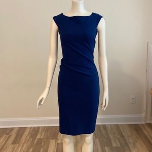 Diane Von Furstemberg bateau neckline mini dress in blue size 0 sleeveless